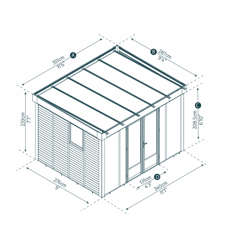 Home Enclosed Gazebos Copenhagen Garden Office Copenhagen 10 ft. x 12 ft. Garden Office Kit - Black Structure & Clear Glazing