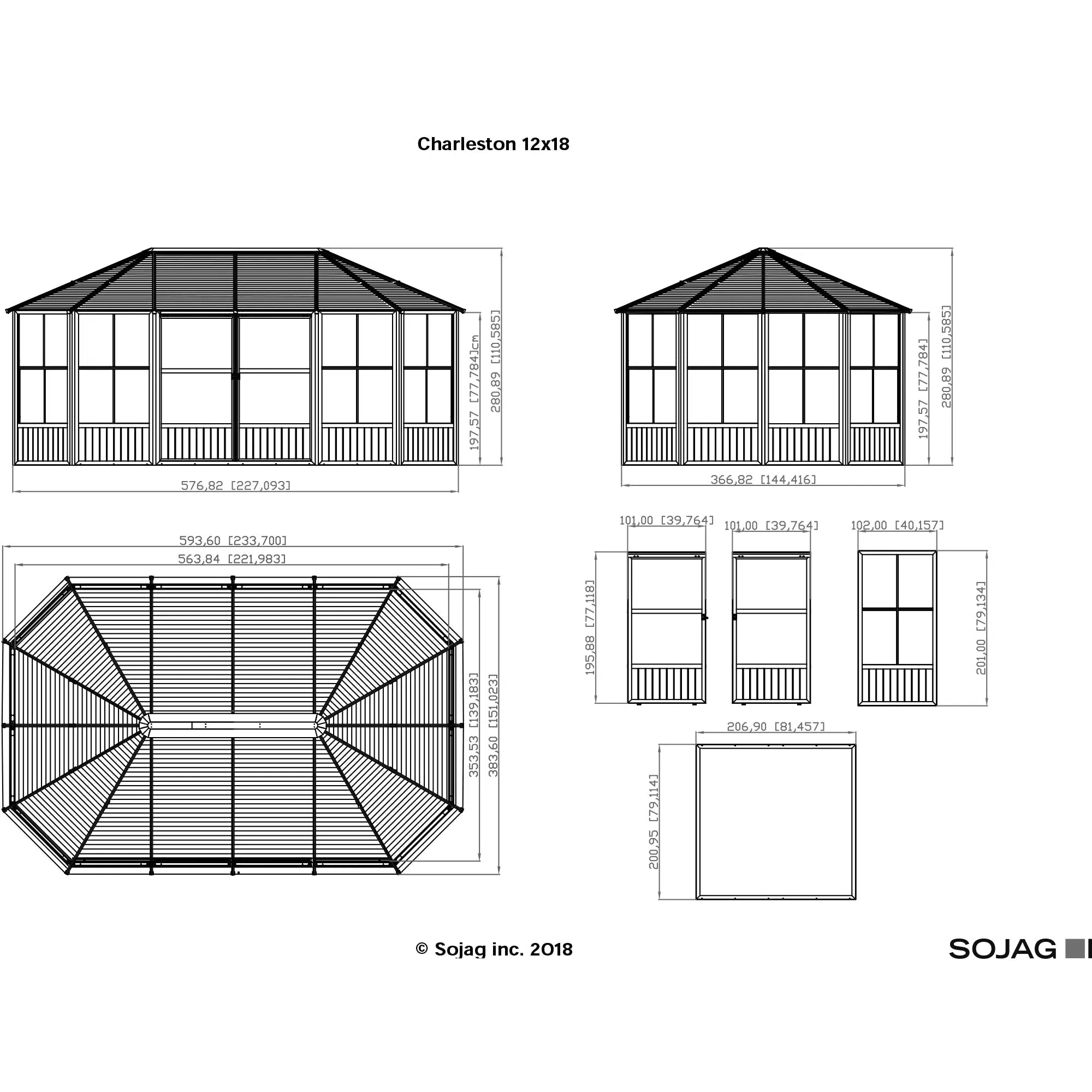 Charleston Solarium, 12 ft. x 18 ft. Dark Gray